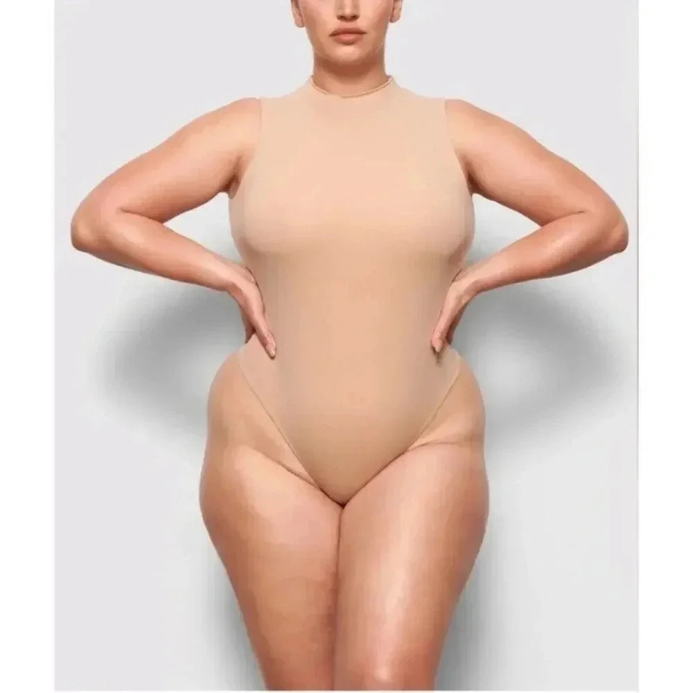 SKIMS thong bodysuit mock high neck tank nude mica everybody plus size 4x